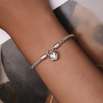 925 Sterling Silver Bracelet with CZ in Pavé Setting, 17.0 Size, Platinum Plated for Women  DestGlow