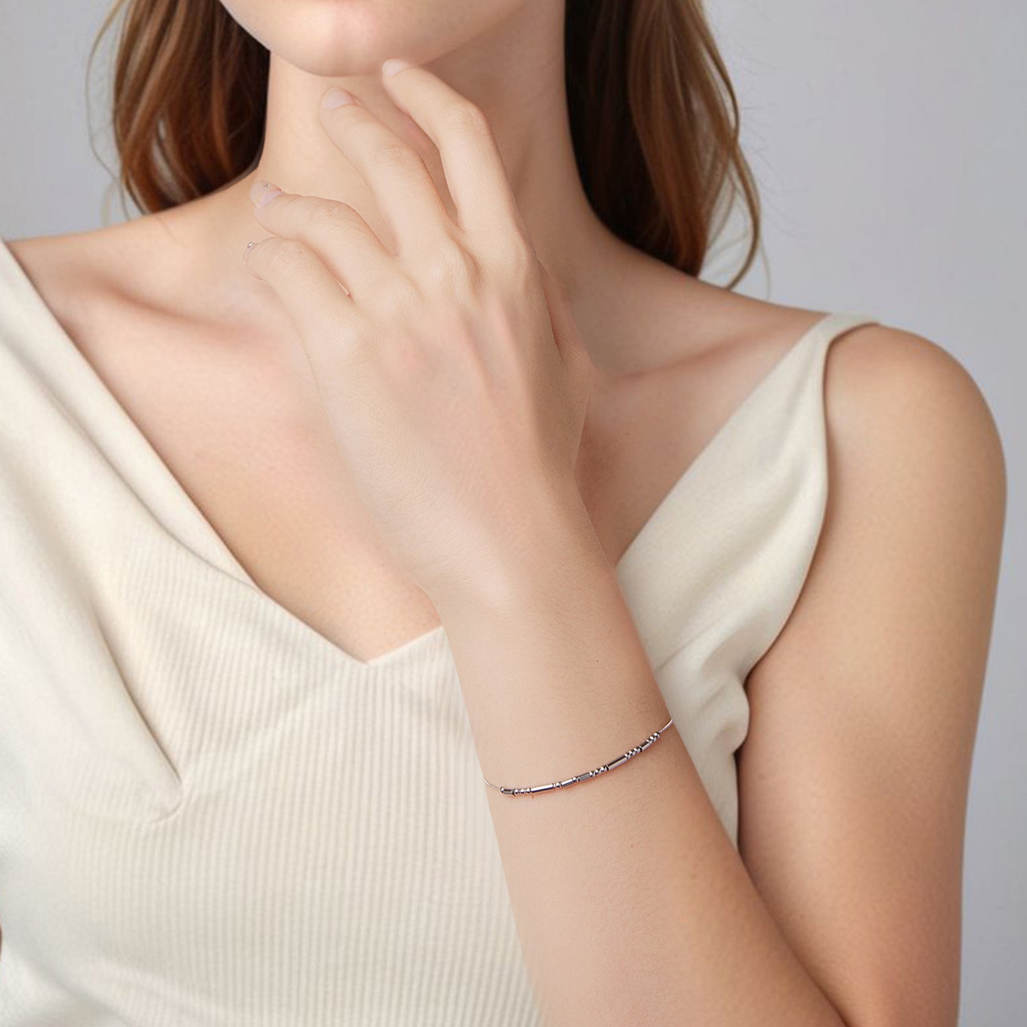 925 Sterling Silver White Gold Plated Bracelet 15+6cm for Women  DestGlow