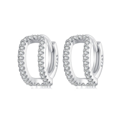 925 Sterling Silver Earrings with White Gold Plating and Pavé Setting CZ for Women  DestGlow
