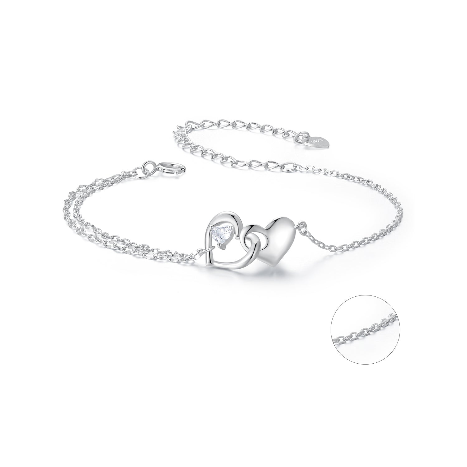 925 Sterling Silver Bracelet with Pave Setting CZ and White Gold Plating  DestGlow