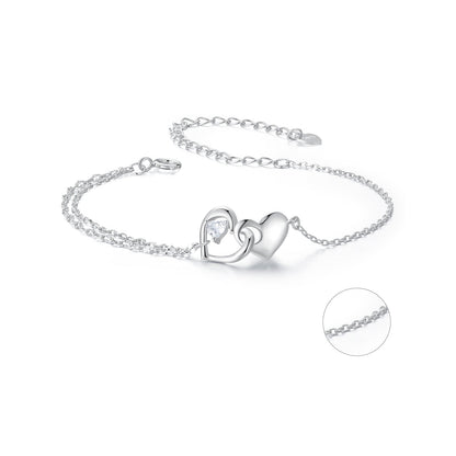 925 Sterling Silver Bracelet with Pave Setting CZ and White Gold Plating  DestGlow