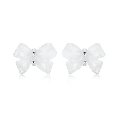 925 Sterling Silver Earrings for Women, 0.8*1.1cm, Plated White Gold  DestGlow