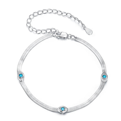 925 Sterling Silver White Gold Plated Multi-Layer Bracelet with Synthetic Turquoise  DestGlow