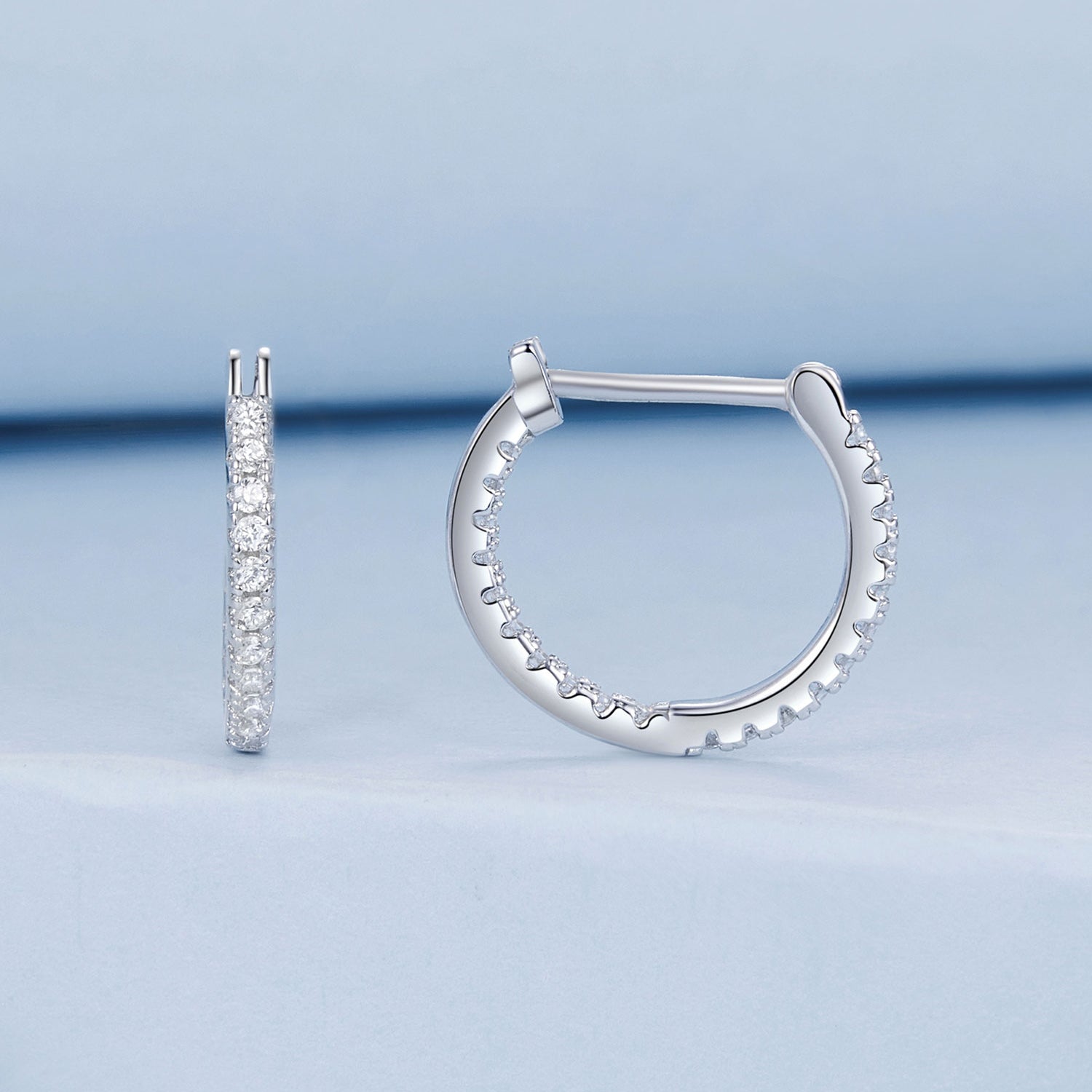 925 Sterling Silver Earrings with Pave Setting CZ in White Gold for Women  DestGlow
