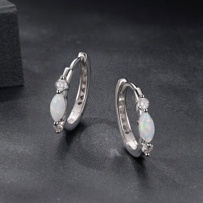 925 Sterling Silver Moissanite and Opal White Gold Plated Earrings for Women  DestGlow