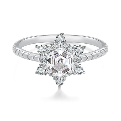 925 Sterling Silver White Gold Plated Ring with Pavé Set CZ, Size 6.0  DestGlow