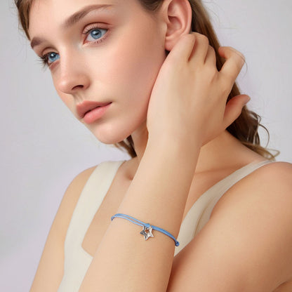 925 Sterling Silver Adjustable Cotton Rope Bracelet for Women  DestGlow