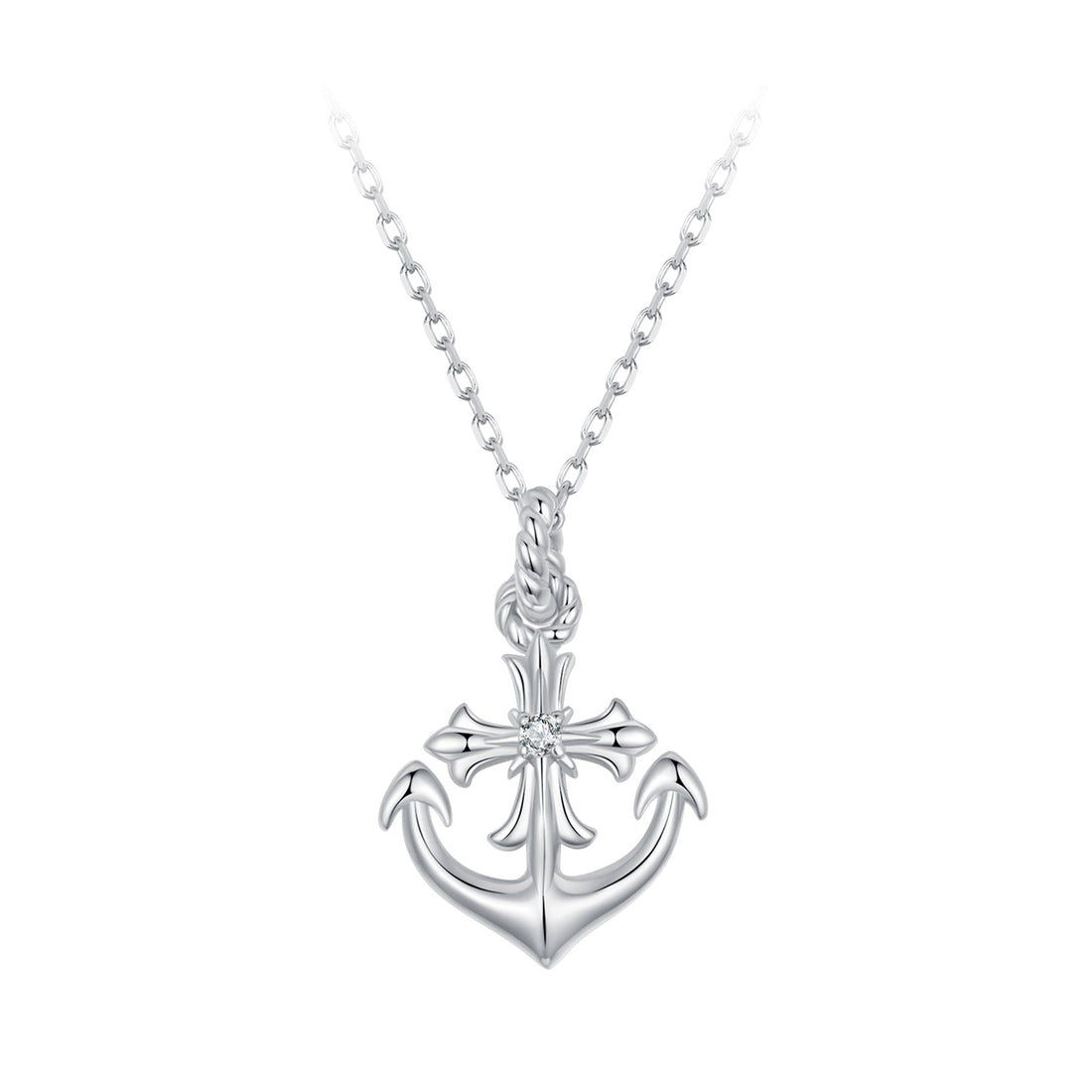 925 Sterling Silver Necklace with Pavé Set CZ and White Gold Plating  DestGlow