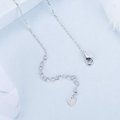 925 Sterling Silver White Gold Plated Necklace with CZ Pavé Setting for Women