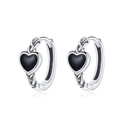 925 Sterling Silver Oxidized Enamel Earrings for Women - 1.2*0.5 cm