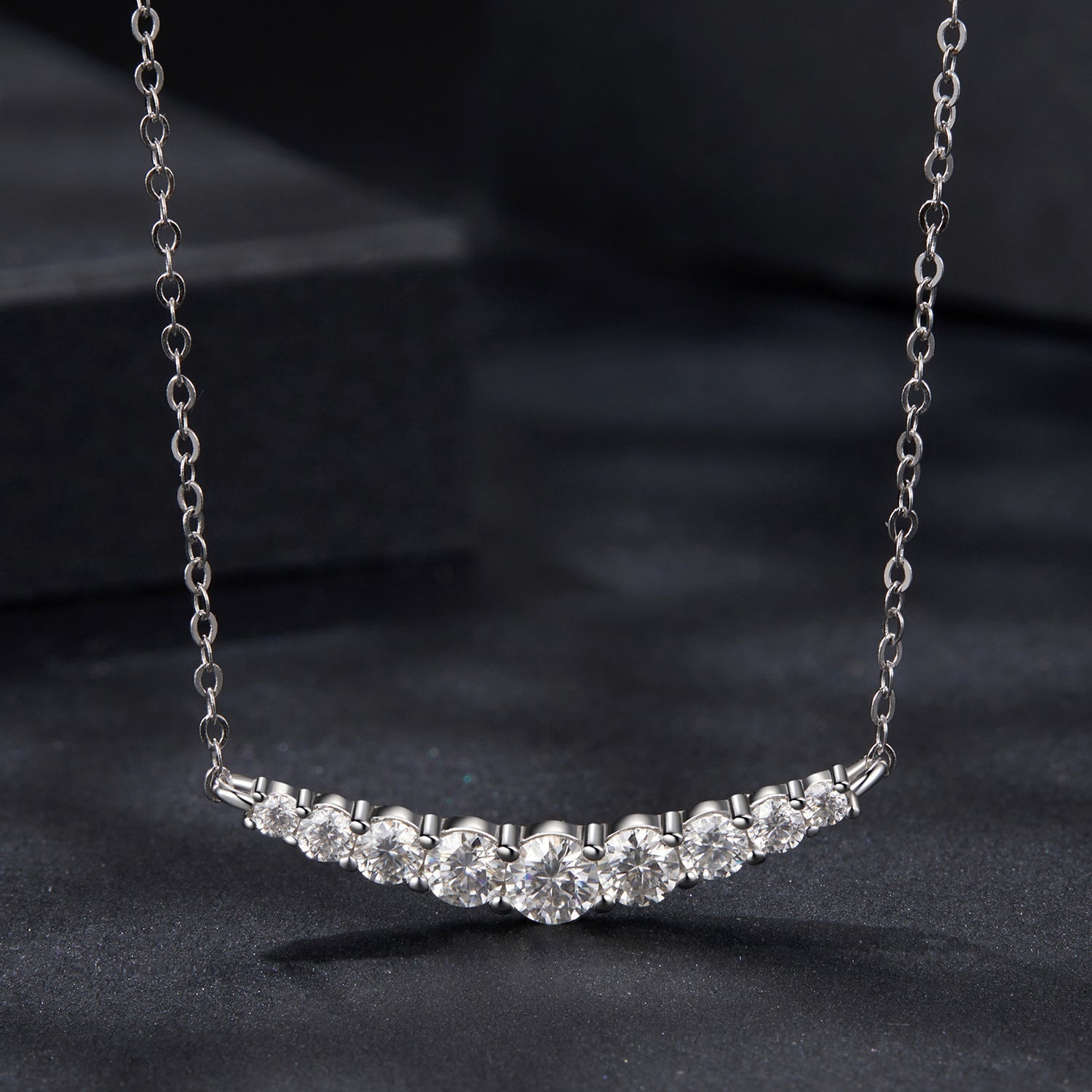 925 Sterling Silver 38+5cm White Gold Plated Moissanite Necklace for Women  DestGlow