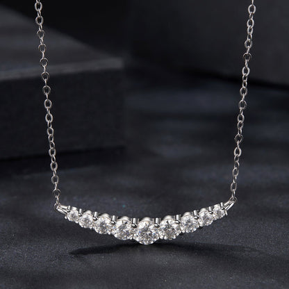 925 Sterling Silver 38+5cm White Gold Plated Moissanite Necklace for Women  DestGlow