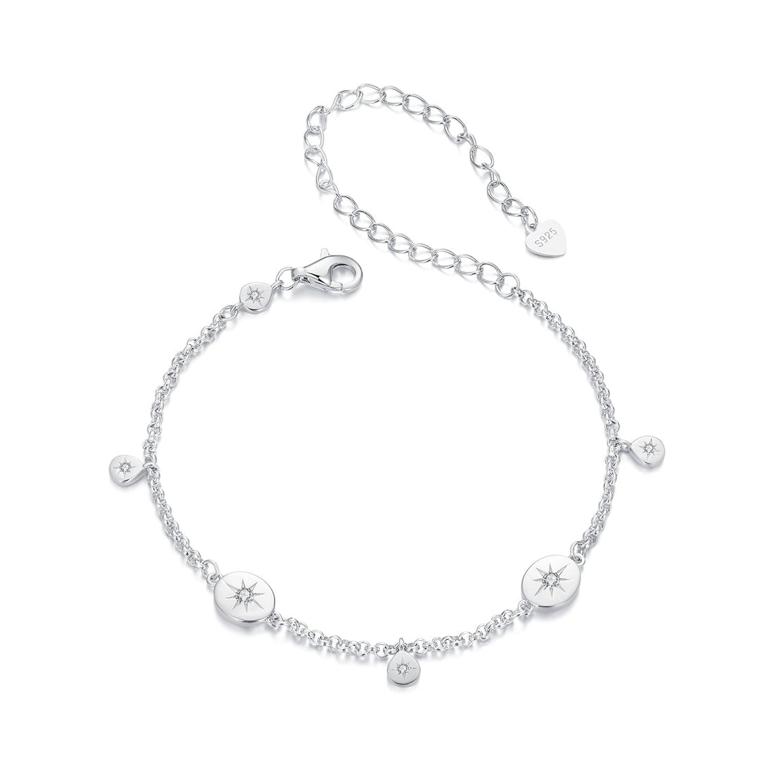925 Sterling Silver &amp; Plated White Gold CZ Bracelet  DestGlow
