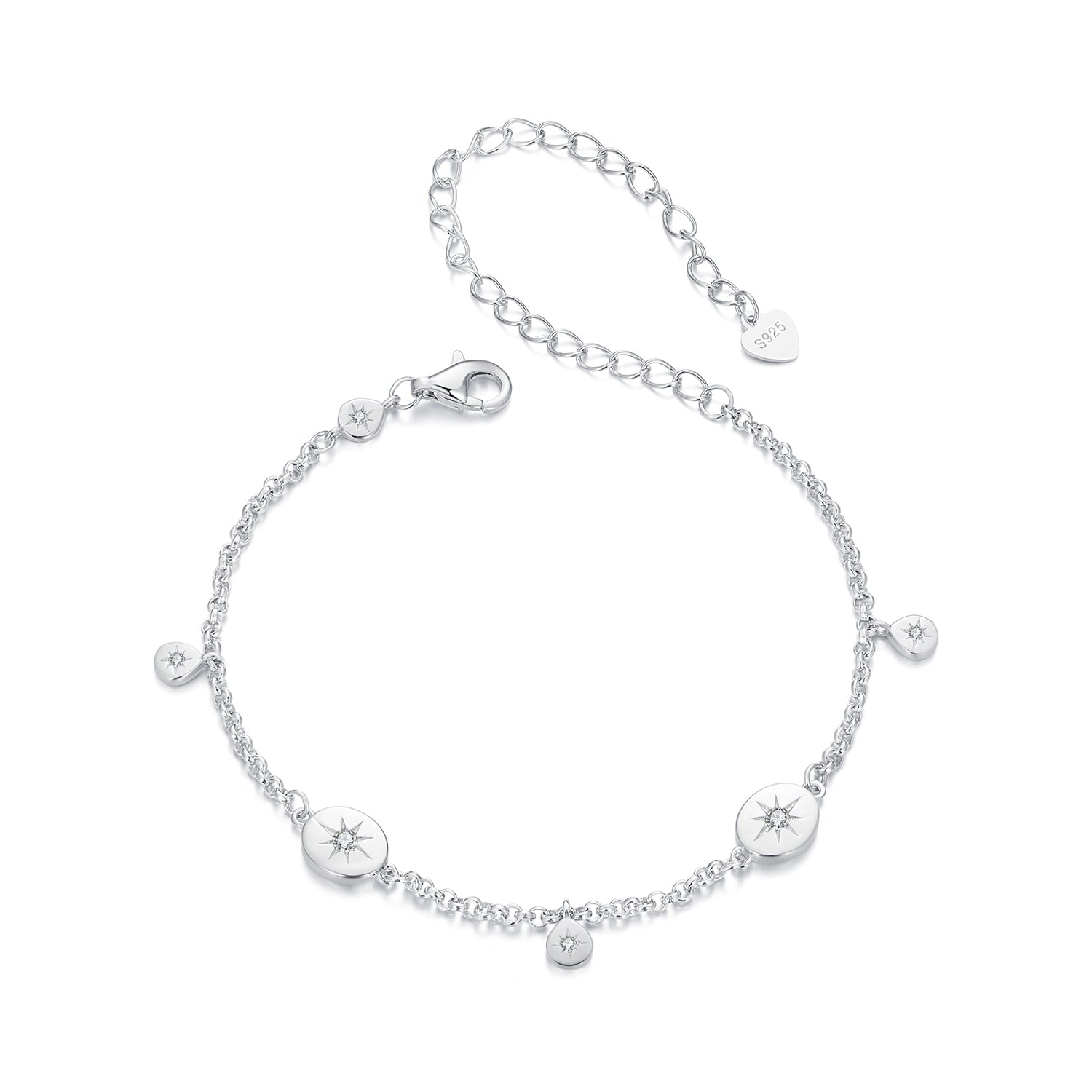 925 Sterling Silver &amp; Plated White Gold CZ Bracelet  DestGlow