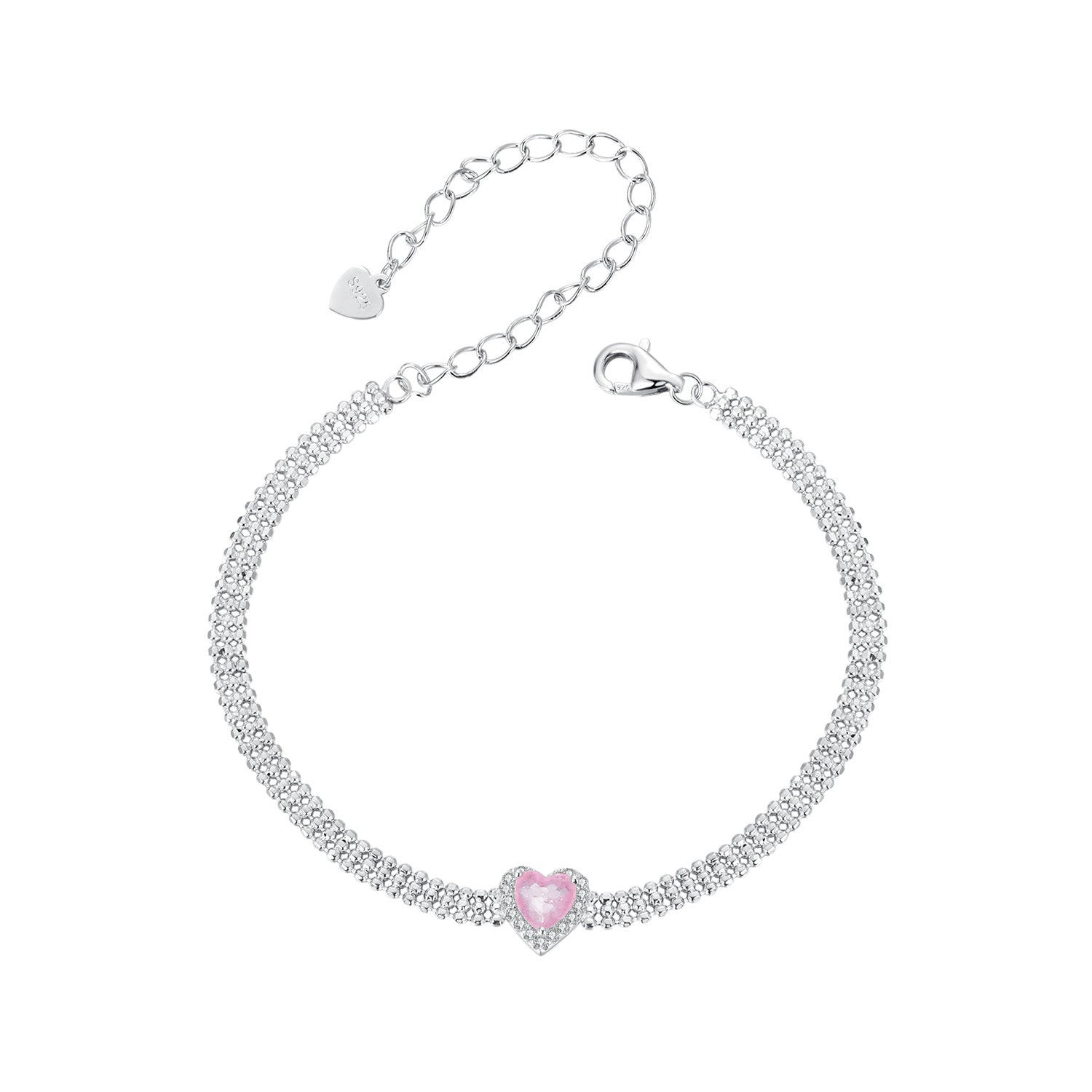 925 Sterling Silver White Gold Plated 8mm CZ Pendant Bracelet for Women  DestGlow