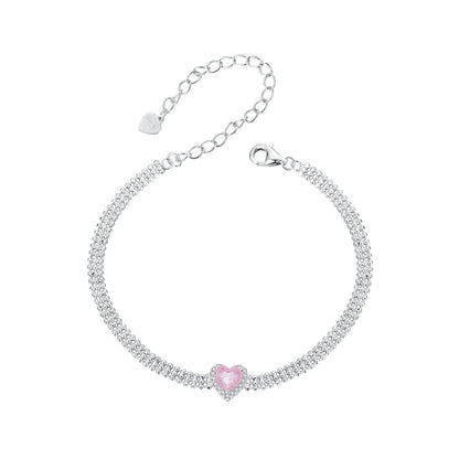 925 Sterling Silver White Gold Plated 8mm CZ Pendant Bracelet for Women  DestGlow