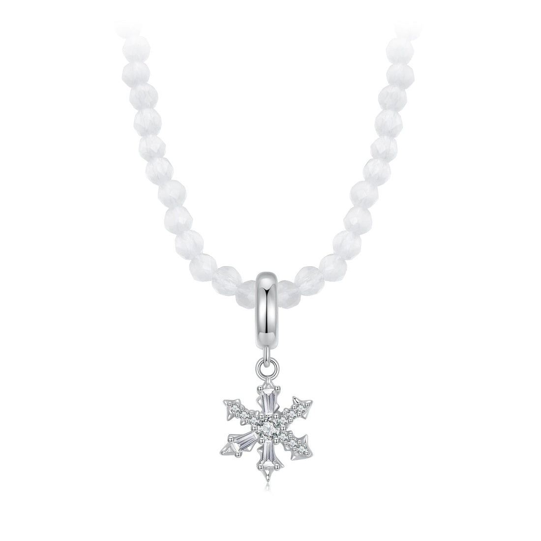 925 Sterling Silver Necklace with Pavé Setting CZ &amp; Transparent Glass for Women  DestGlow