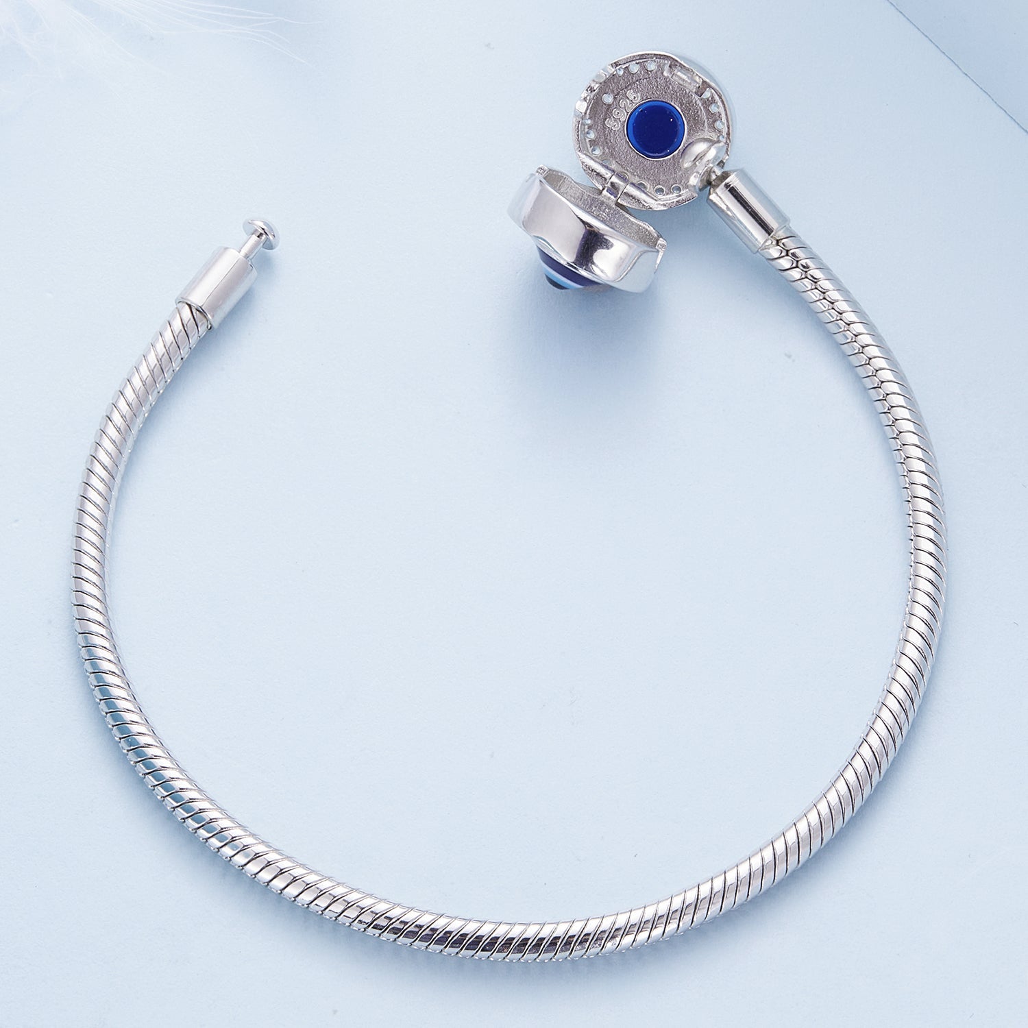 925 Sterling Silver Bracelet with CZ &amp; Resin, Size 17.0  DestGlow