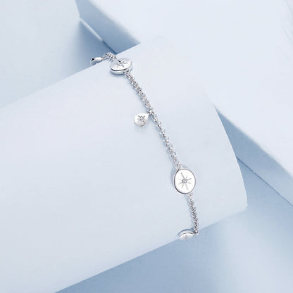 925 Sterling Silver &amp; Plated White Gold CZ Bracelet  DestGlow