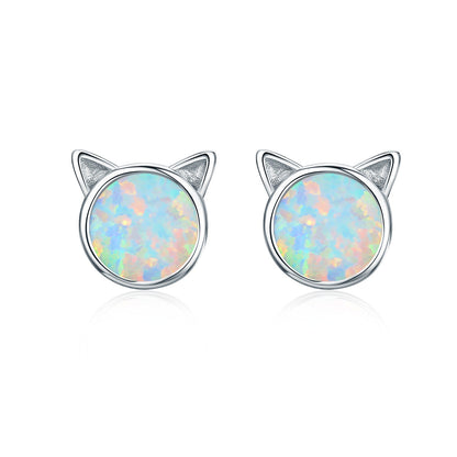 925 Sterling Silver Plated Rose Gold Opal Earrings 0.8cm for Women  DestGlow