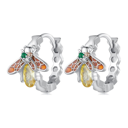 S925 Sterling Silver Enamel Blue Pavé Set CZ Earrings  DestGlow