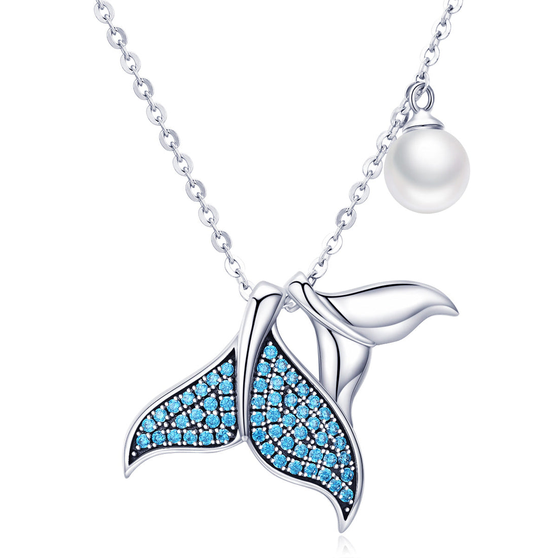 925 Sterling Silver Necklace with Quality Shell Pearl, 44cm Chain Length, for Women  DestGlow