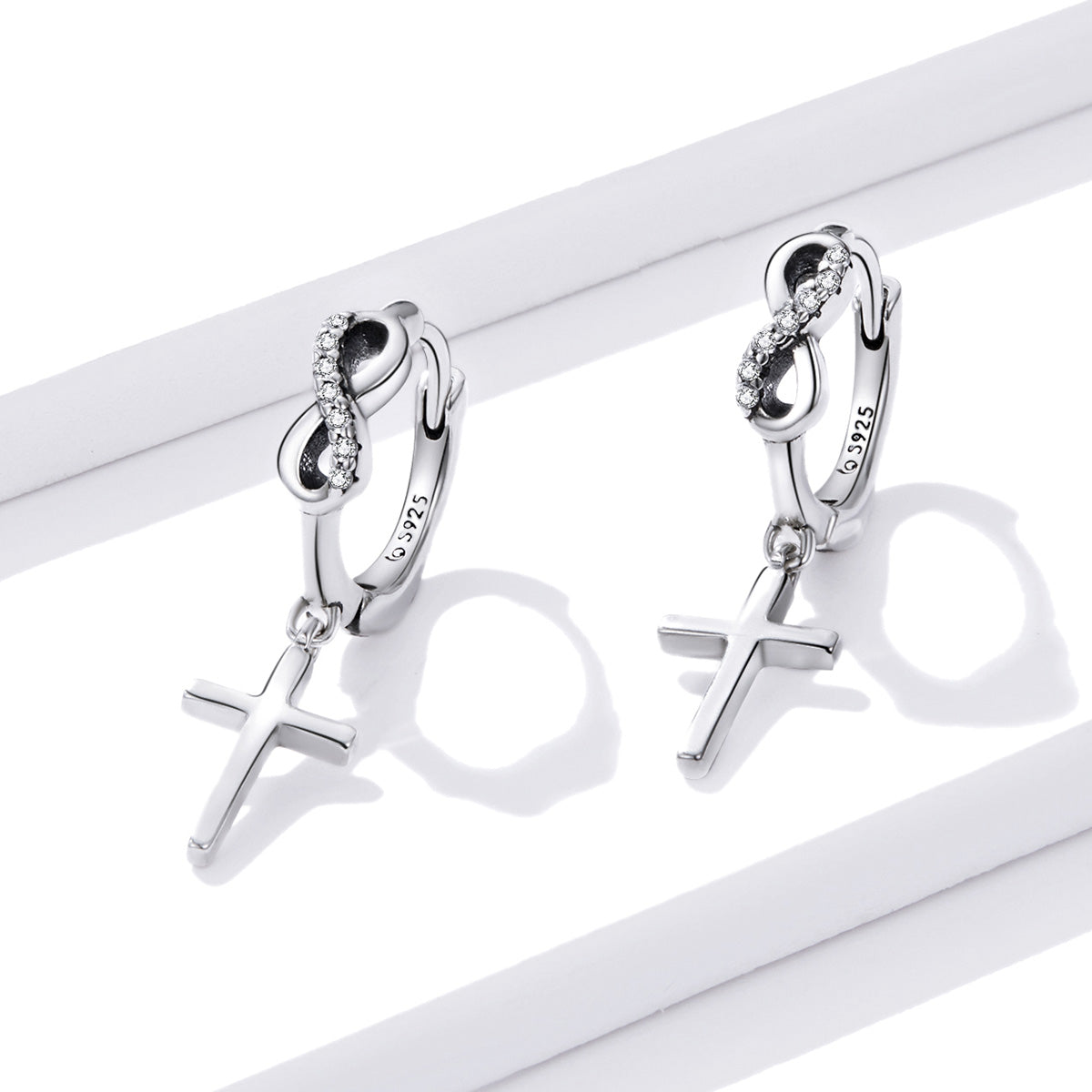925 Sterling Silver Earrings with Pavé Setting CZ in Oxidized Finish  DestGlow