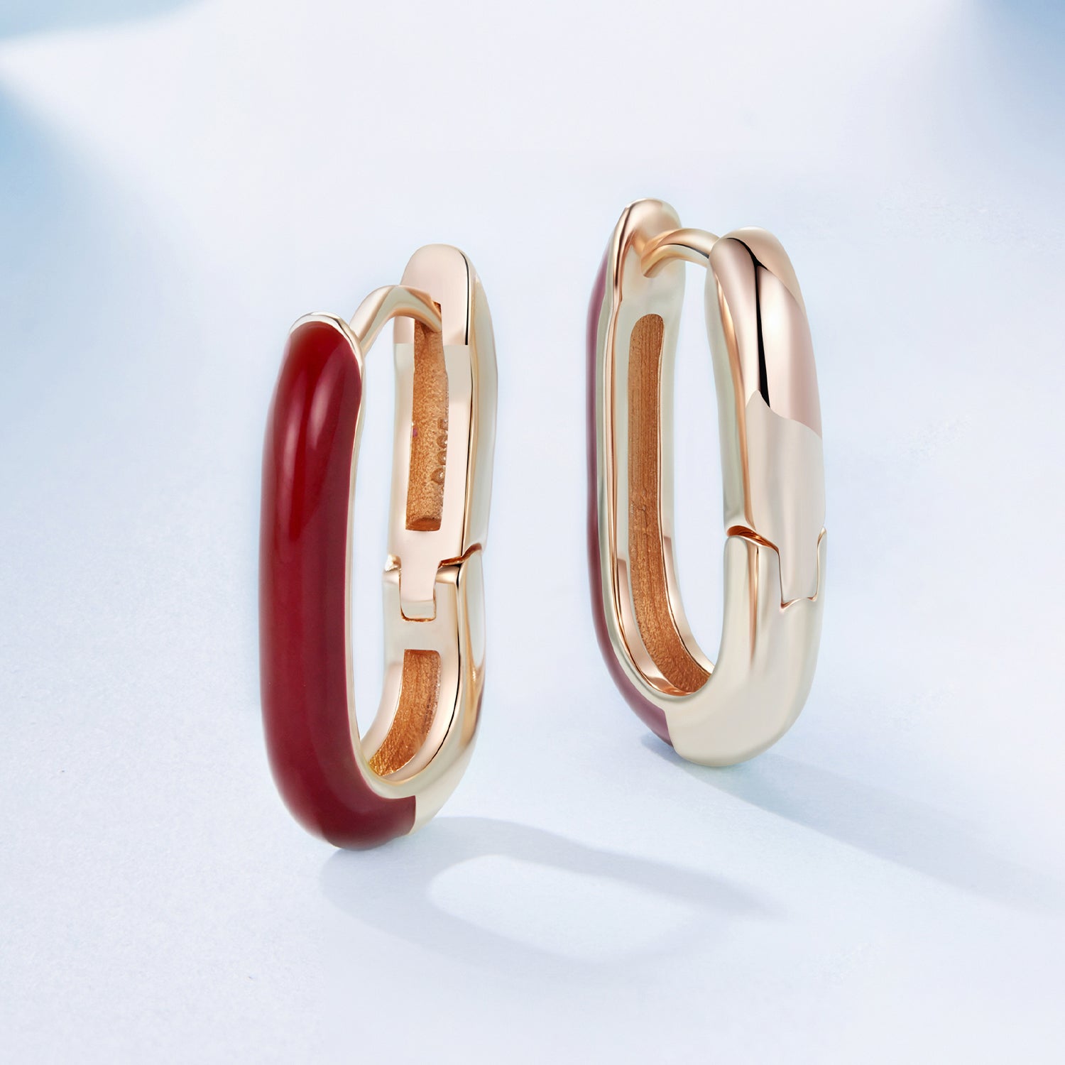 925 Sterling Silver Plated Rose Gold Enamel Earrings for Women  DestGlow