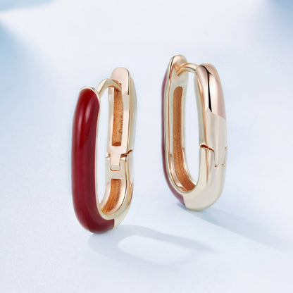 925 Sterling Silver Plated Rose Gold Enamel Earrings for Women  DestGlow
