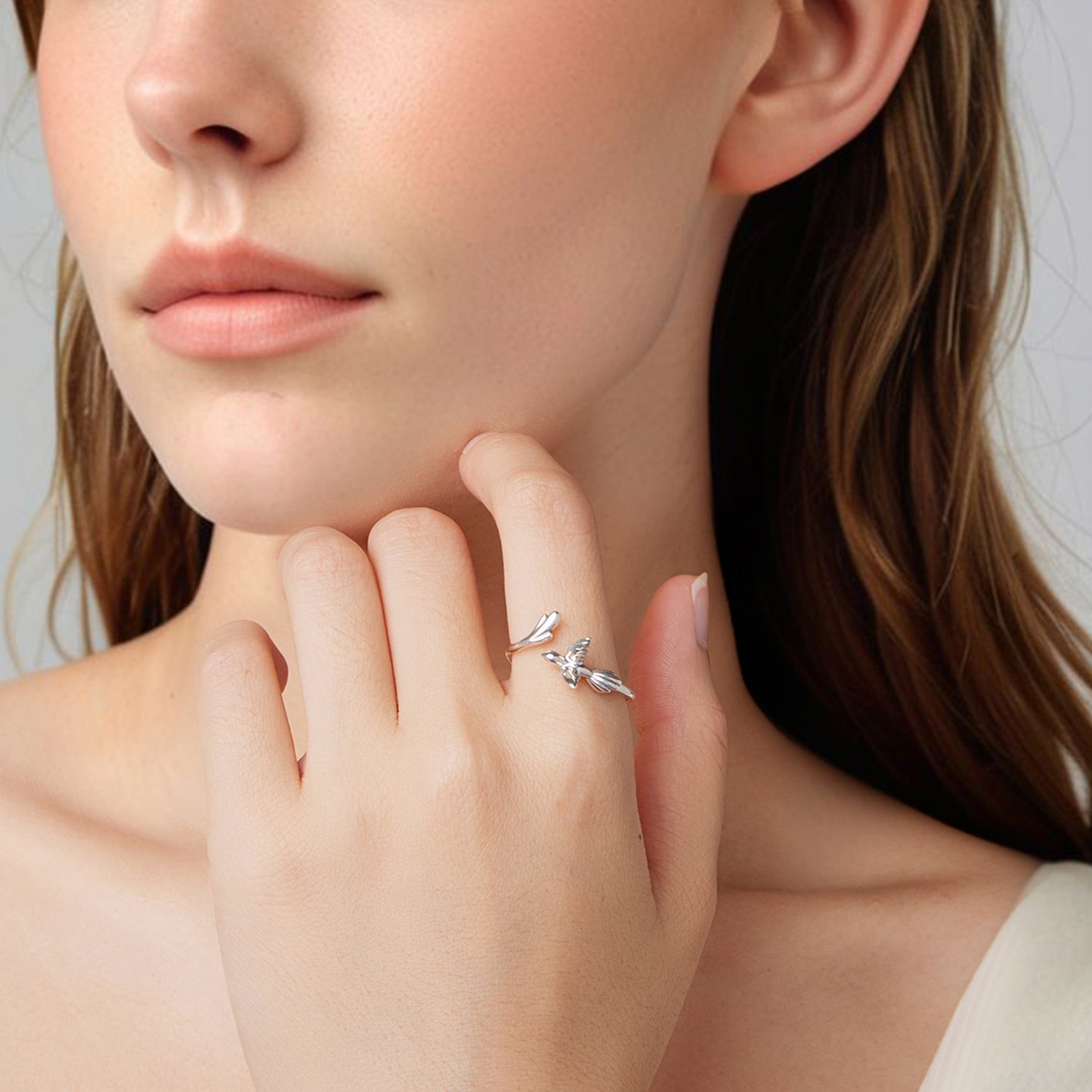 925 Sterling Silver Oxidized Silver Bird Ring for Women - 0.14cm Width, 0.7cm Bird Size  DestGlow