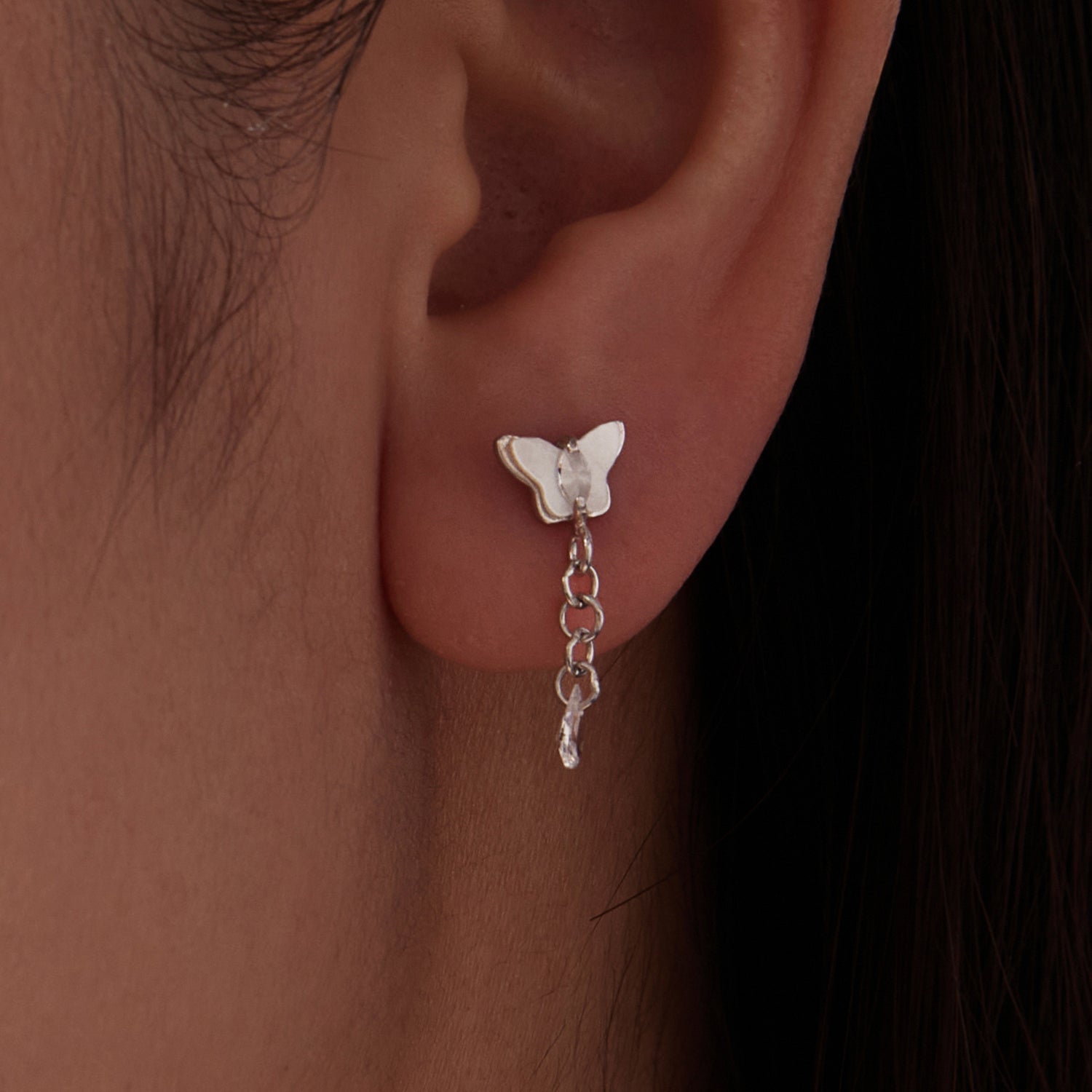 925 Sterling Silver &amp; Brass Earrings with White Gold Plating, 2.0x0.8cm for Women