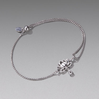 925 Sterling Silver Adjustable Chain Bracelet with White Gold Plating and CZ for Women  DestGlow