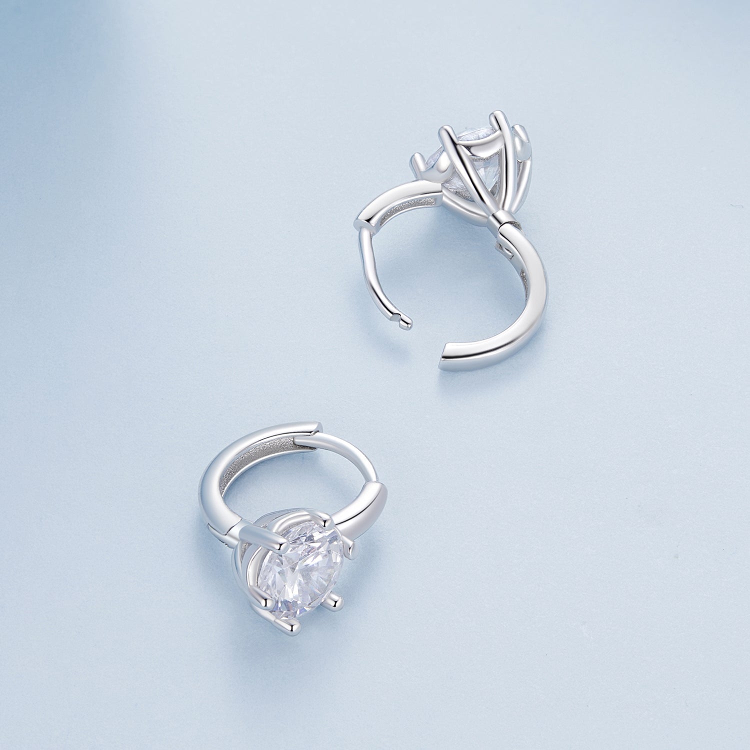 925 Sterling Silver Earrings with CZ and Platinum Plating, Size 13*7mm for Women  DestGlow