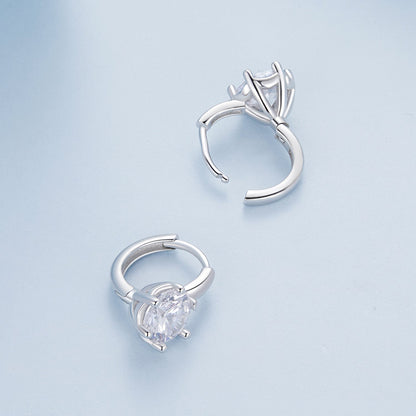 925 Sterling Silver Earrings with CZ and Platinum Plating, Size 13*7mm for Women  DestGlow