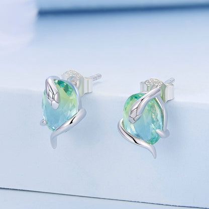 925 Sterling Silver Transparent Glass Earrings for Women