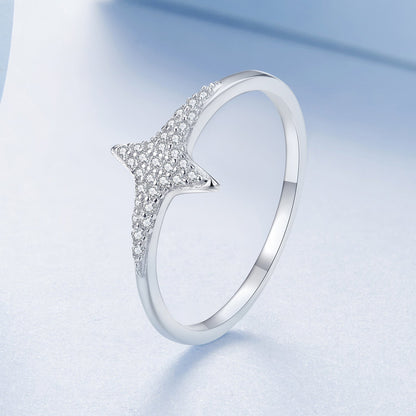925 Sterling Silver White Gold Plated Ring with Pavé Setting CZ, Size 6.0 for Women  DestGlow