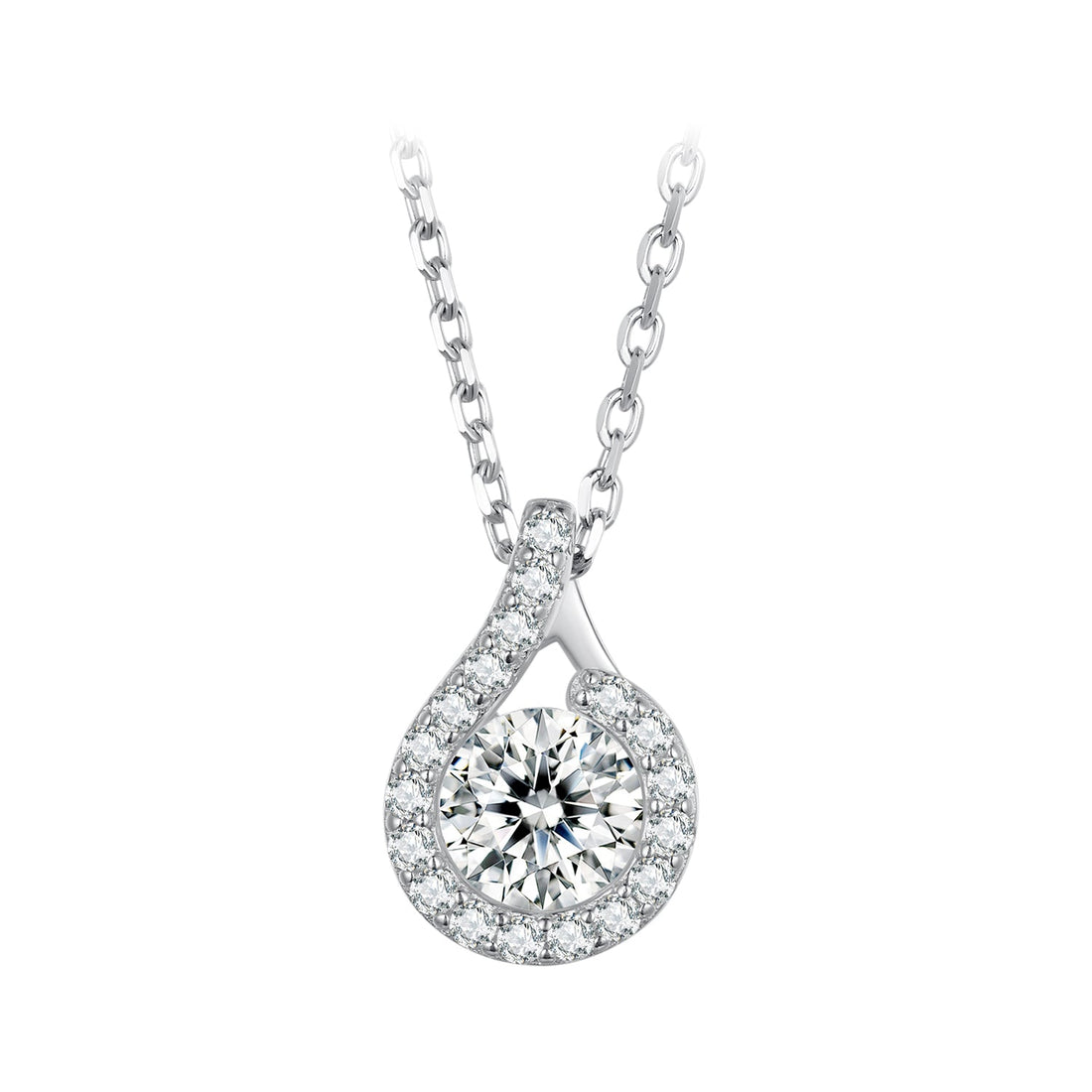 925 Sterling Silver Moissanite Necklace with CZ, 400mm Length, 15x10mm Pendant for Women  DestGlow