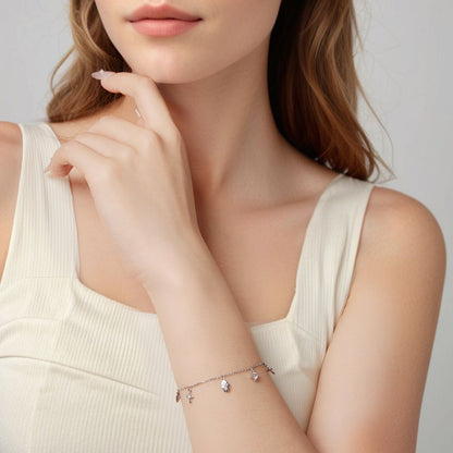 925 Sterling Silver Bracelet with Plated White Gold and Pavé Setting CZ  DestGlow