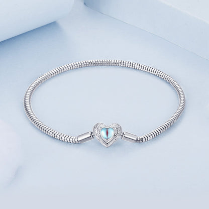 925 Sterling Silver Moonstone Bracelet 17.0 cm with White Gold Plating for Women  DestGlow