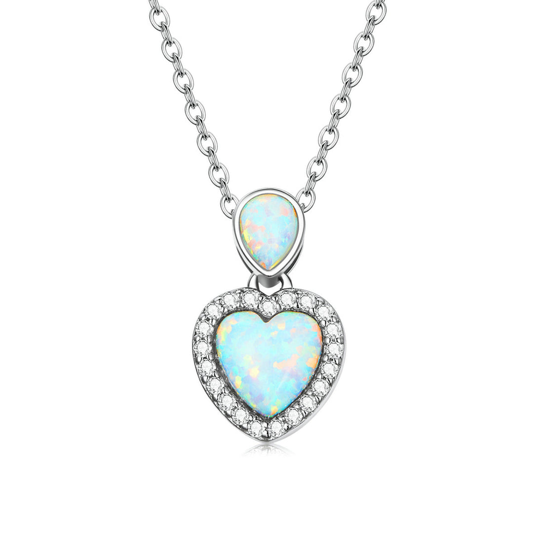 925 Sterling Silver Genuine Translucent Opal Necklace with CZ for Women  DestGlow