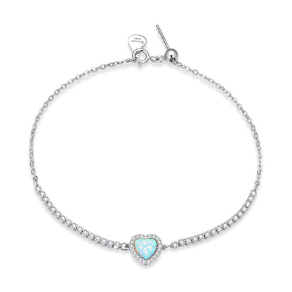 925 Sterling Silver Adjustable Bracelet with Translucent Opal and CZ for Women  DestGlow