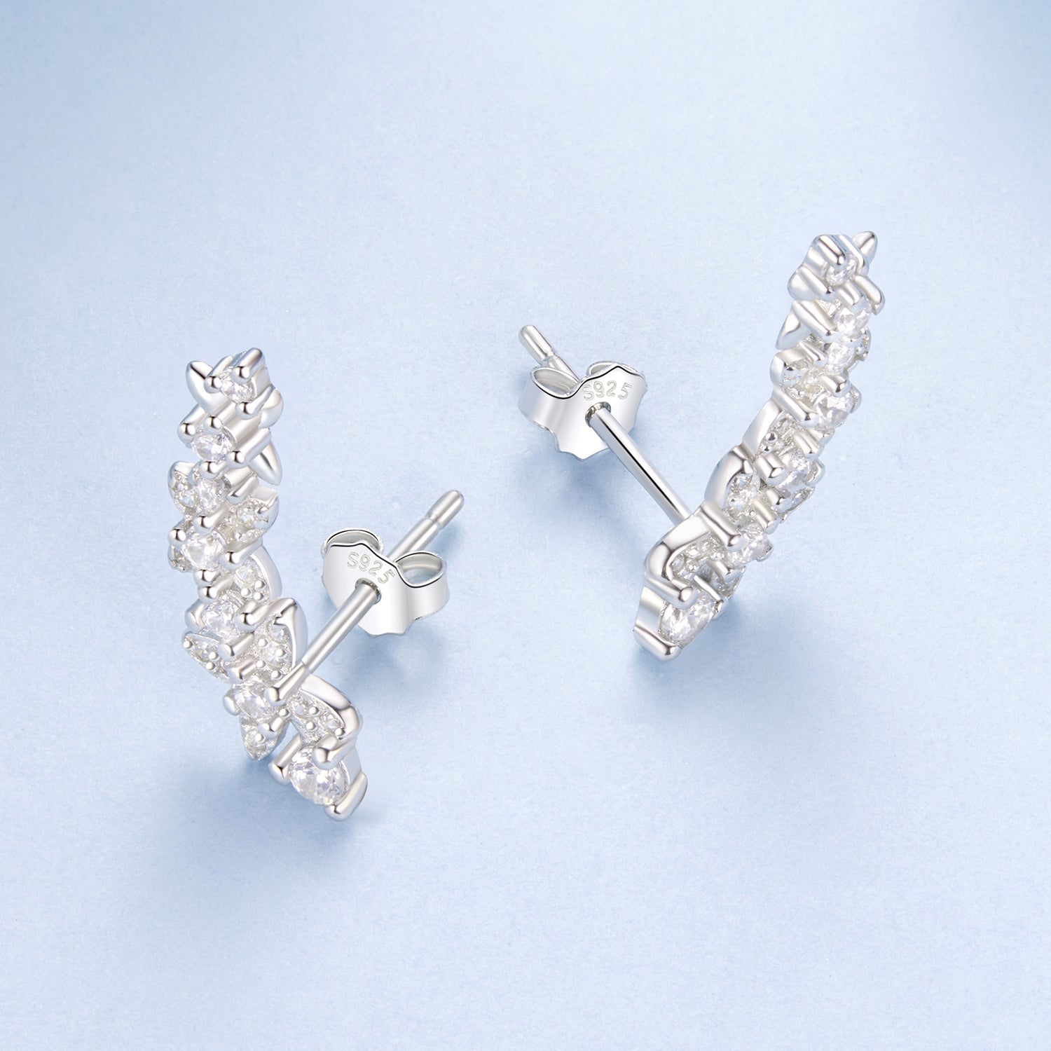 925 Sterling Silver White Gold Plated CZ Earrings 0.5*1.8cm for Women  DestGlow