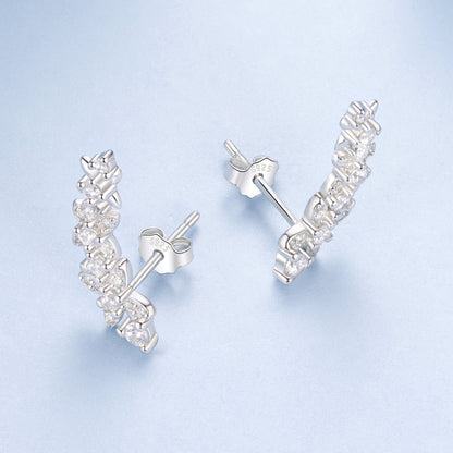 925 Sterling Silver White Gold Plated CZ Earrings 0.5*1.8cm for Women  DestGlow