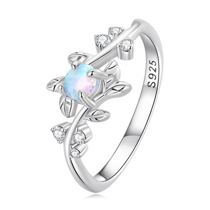 925 Sterling Silver Opal &amp; CZ Ring 0.2cm Size 6.0 for Women by Bids.com