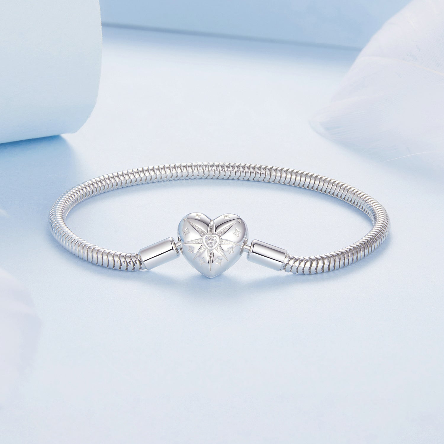 925 Sterling Silver + Pavé Setting White Gold Bracelet 17.0cm for Women  DestGlow