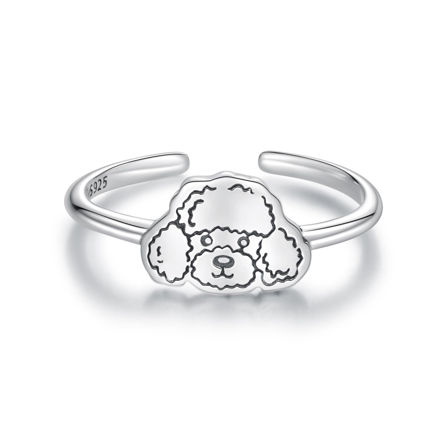 925 Sterling Silver Oxidized Silver Dog Ring for Women  DestGlow
