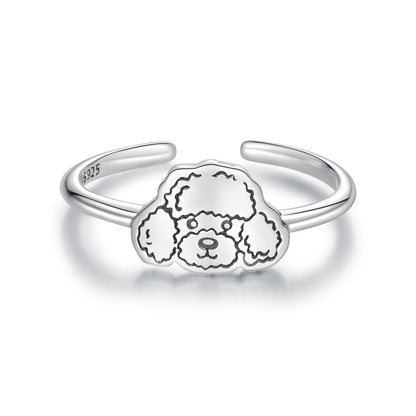 925 Sterling Silver Oxidized Silver Dog Ring for Women  DestGlow