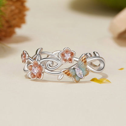 925 Sterling Silver Enamel Pavé Setting Ring for Women