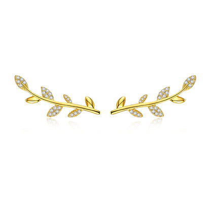 925 Sterling Silver Earrings with Gold Plating and CZ - 0.9x2.5cm for Women  DestGlow