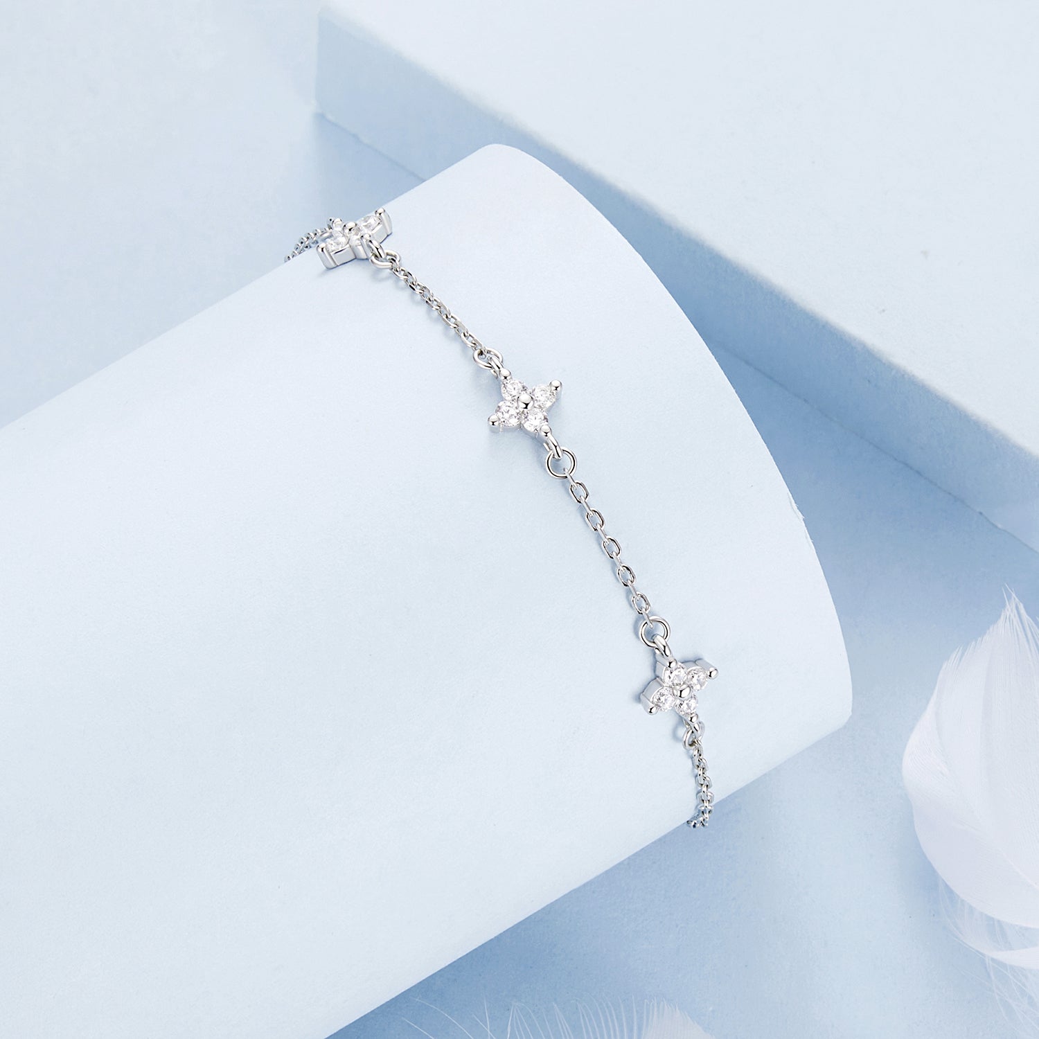 925 Sterling Silver White Gold Plated Adjustable CZ Bracelet for Women  DestGlow